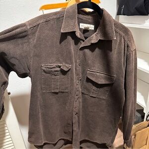 Brown Corduroy Button-Up Shirt